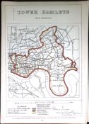 London Tower Hamlets Boundary Commission 157-Year-Old Antique Map.