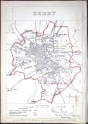 Derby Borough Boundary Commission 157-Year-Old Antique Map.