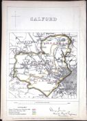 Salford Lancashire Boundary Commission Coloured 157-Year-Old Scarce Antique Map.