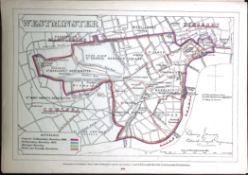 London Westminster Boundary Commission 157-Year-Old Antique Map.