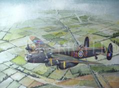 WW2 RAF 153 Squadron Lancaster In Flight Large Metal Wall Art