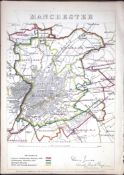 Manchester Boundary Commission 157-Year-Old Coloured Scarce Antique Map