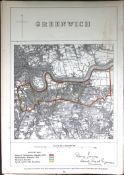 London Greenwich Boundary Commission Scarce 157-Year-Old Antique Map.