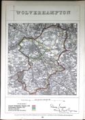 Wolverhampton Boundary Commission 157-Year-Old Coloured Antique Map.