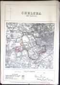 London Chelsea Boundary Commission 157-Year-Old Coloured Antique Map.