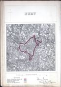 Bury Lancashire Boundary Commission 157-Year-Old Coloured Scarce Antique Map.