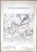 Middlesborough Yorkshire Boundary Commission 157-Year-Old Coloured Antique Map.