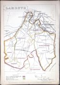 London Lambeth Boundary Commission 157-Year-Old Coloured Antique Map.
