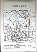 London Finsbury Boundary Commission Scarce 157-Year-Old Antique Map.