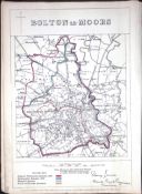 Bolton Le Moors Lancashire Boundary Commission 157-Year-Old Antique Map.