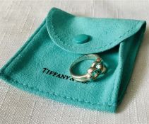 Tiffany & Co Sterling Silver Triple Open Heart Ring and Pouch Size K
