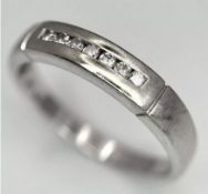 Beautiful Channel Set 14k White Gold 7 Diamond Half Eternity Ring Size N 2.5g