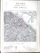 Flintshire Holywell District Wales Boundary Commission 157-Year-Old Antique Map.
