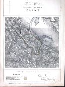 Flint Town & District Wales Boundary Commission 157-Year-Old Antique Map.