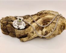 Artisan Bespoke Unique 925 Silver Jasper & Peridot Oval Pendant Necklace
