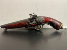 Vintage Double Barrel Flintlock Pistol - Wall Hanging Display Item