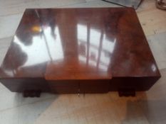 Art Deco Mahogany Cutlery Canteen Box (Empty) With Key