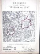Wrexham & Holt Wales Boundary Commission 157-Year-Old Coloured Antique Map.