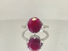 Natural Burma RubyUnheated/Untreated 6.19 Ct With Natural Diamonds & 18k Gold