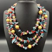 Beautiful Clear Quartz With Colour Pearls, Coral & Fashion Beads Necklace.