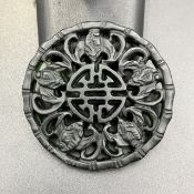 SRT-7, Brilliant Hand Carved Black Serpentine Bat Jade Pendant.