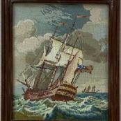 Handmade Gobelin Tapestry Frigate In The Storm
