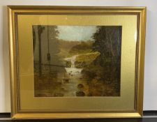 William Mellor ‘On The Cass’ Landscape Antique Oil Painting (Study 1) Antique