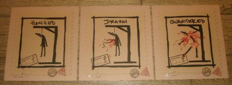 James Cauty (1956 - ) 5-11 Guy Fawkes Companion Edition Prints - Set of 3 - Rare COA (2005)