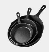 Vonshef Cast Iron Cookware Set - 3 Pans. Est £30 - Grade U