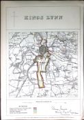 Kings Lynn Norfolk Boundary Commission 157-Year-Old Coloured Antique Map.