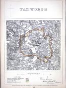 Tamworth Midlands Boundary Commission 157-Year-Old Coloured Antique Map.