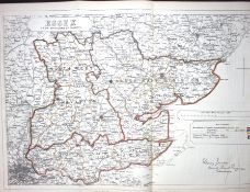 County Essex Boundary Commission 157-Year-Old Large Antique Map.