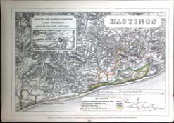 Hastings Sussex Boundary Commission 157-Year-Old Coloured Antique Map.
