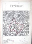 Coventry Midlands Boundary Commission 157-Year-Old Coloured Antique Map.