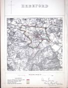 Hereford Boundary Commission 157-Year-Old Coloured Antique Map.
