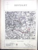 Bewdley Worcestershire Boundary Commission 157-Year-Old Coloured Antique Map.