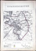 Knaresborough Yorkshire Boundary Commission 157-Year-Old Coloured Antique Map.