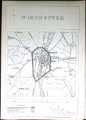 Winchester Hampshire Boundary Commission 157-Year-Old Coloured Antique Map.
