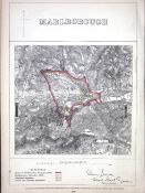 Marlborough Wiltshire Boundary Commission 157-Year-Old Coloured Antique Map.