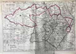 Antique 139 Years-Old Scarce Map City of Bradford 1885 Boundary Changes.