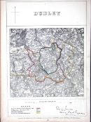 Dudley Midlands Boundary Commission 157-Year-Old Coloured Antique Map.