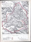 Merthyr Tydfil Wales Boundary Commission 157-Year-Old Coloured Antique Map.
