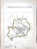 Newcastle Under Lyme Staffs Boundary Commission 157-Year-Old Coloured Antique Map.