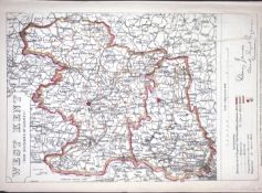 West Kent New Divisions Boundary Commission 157-Year-Old Coloured Antique Map.