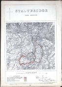 Stalybridge Manchester Boundary Commission Coloured 157-Year-Old Antique Map.