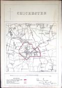 Chichester Sussex Boundary Commission 157-Year-Old Coloured Antique Map.