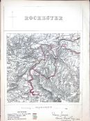 Rochester Kent Boundary Commission 157-Year-Old Coloured Antique Map.