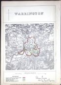 Warrington Lancashire Boundary Commission 157-Year-Old Scarce Antique Map.