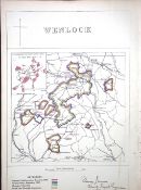 Wenlock Shropshire Boundary Commission 157-Year-Old Coloured Antique Map.