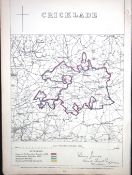 Chicklade Wiltshire Boundary Commission 157-Year-Old Coloured Antique Map.